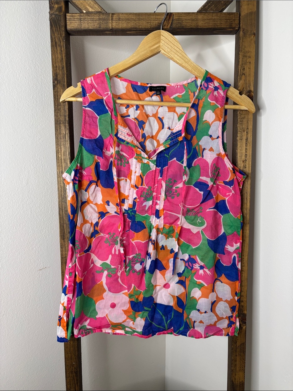 Talbots Multicolor Floral Sleeveless Cotton Camisole - Pink, Blue, Green, Orange